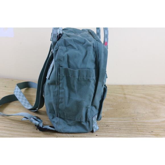 Fjallraven Backpack Kånken Mini Green Double Handle Check Print Handles Straps main image 4